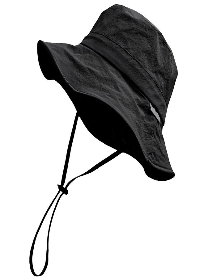 Ptduabenlu Waterproof Bucket Hat for Men Women Quick Dry Sun Hat Fishing Safari Hat Adjustable Chin Strap UV Protection Black - Image 1